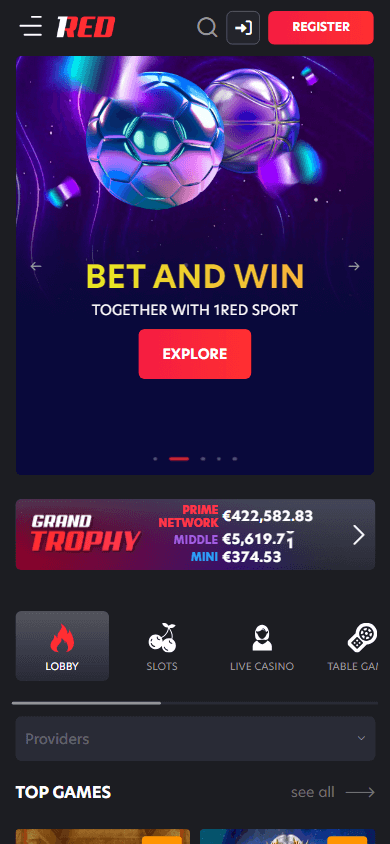 1Red Casino Mobile screenshot